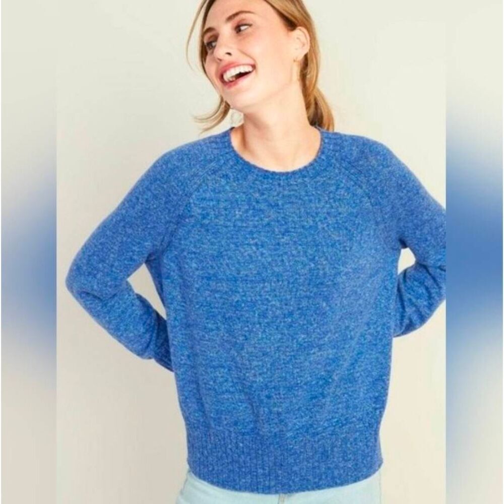 ☔️💜NWT Old Navy Blueish Purple Marled Hi-Low Long Sleeve Sweater Large